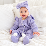 Baby Knitted Romper – Frilly Lavender – photo 2