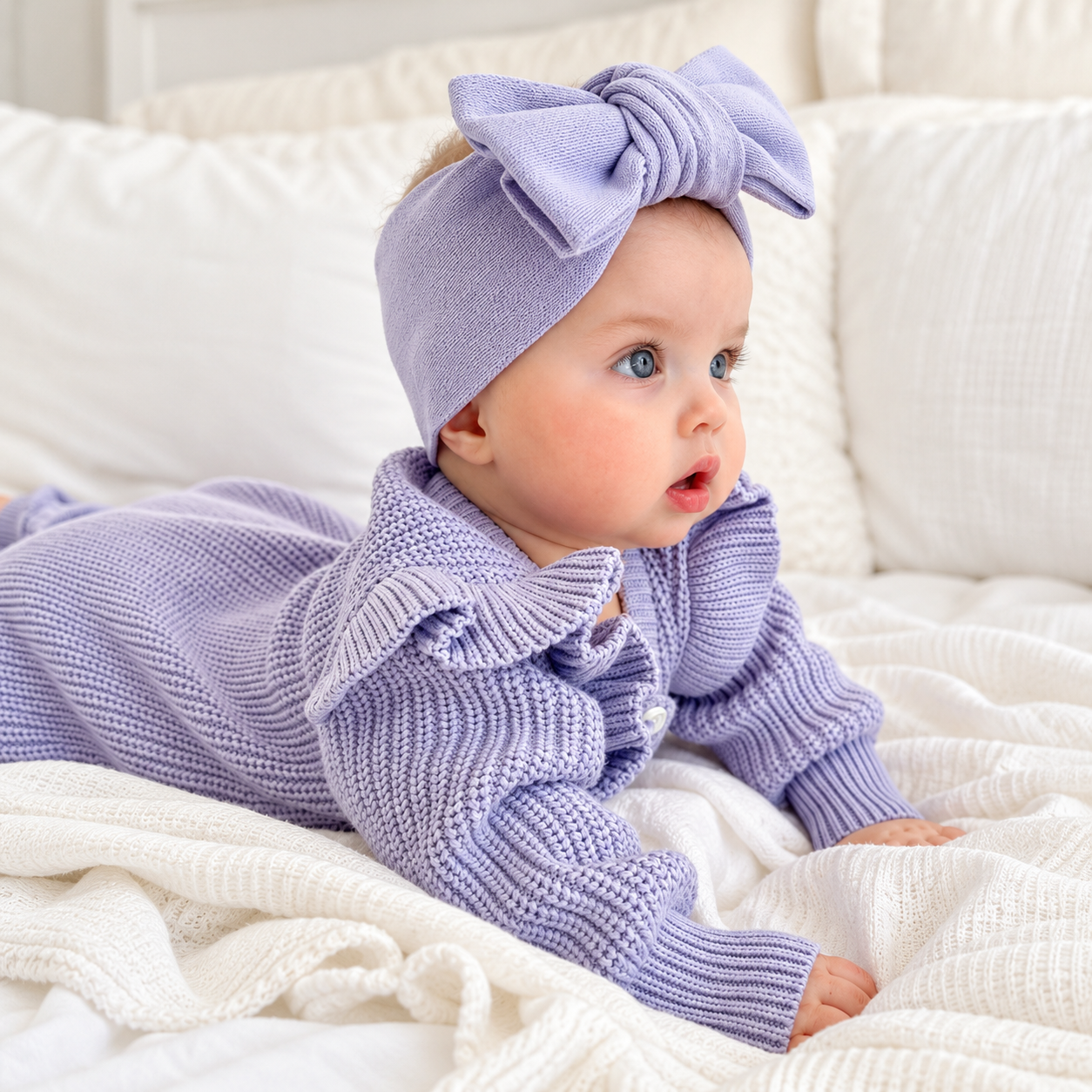 Lavender Knit Bow Headband – Baby and Toddler by Thea With Love