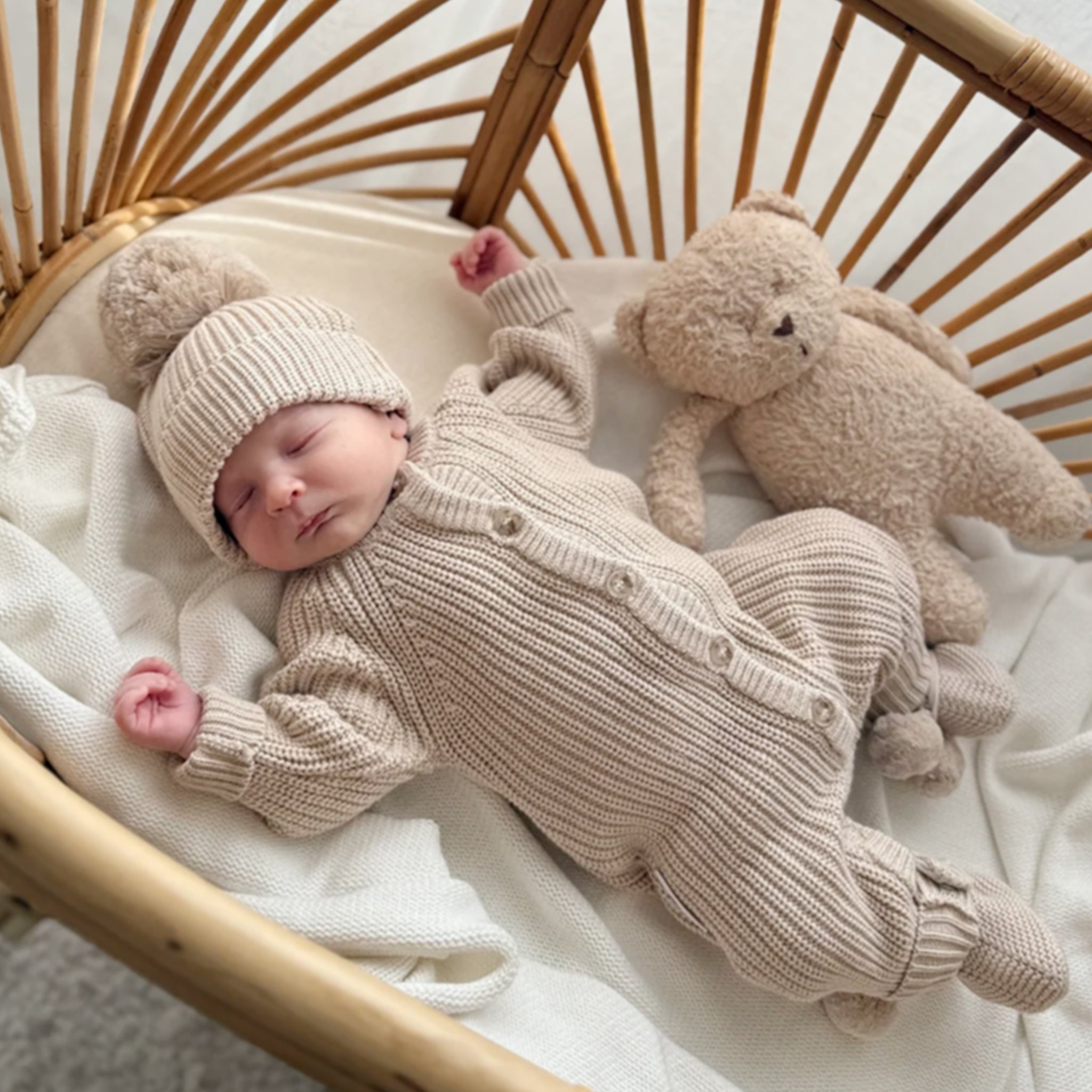 Milky Coffee chunky knit baby romper by Thea With Love