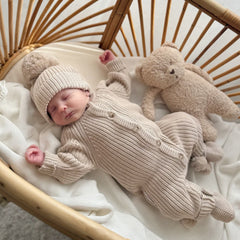 Milky Coffee chunky knit baby romper by Thea With Love