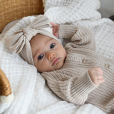 Milky Coffee Knit Bow Headband – Baby and Toddler