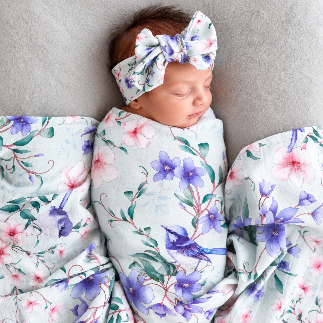 Mint Fairy Wren Muslin Swaddle by Thea With Love