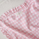 Pretty Pink Gingham Frill Jersey Baby Swaddle