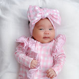 Pink Gingham Bow - one size
