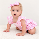 Pink Gingham Bow Headband – 11cm