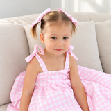 Pink Gingham Clip Bow Set – 11cm