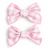 Pink Gingham Clip Bow Set – 11cm