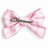 Pink Gingham Clip Bow – 11cm