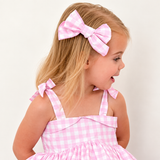 Pink Gingham Clip Bow Set – 11cm