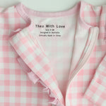 close up photo showing the zip underneath lining so baby's skin won't be scratched