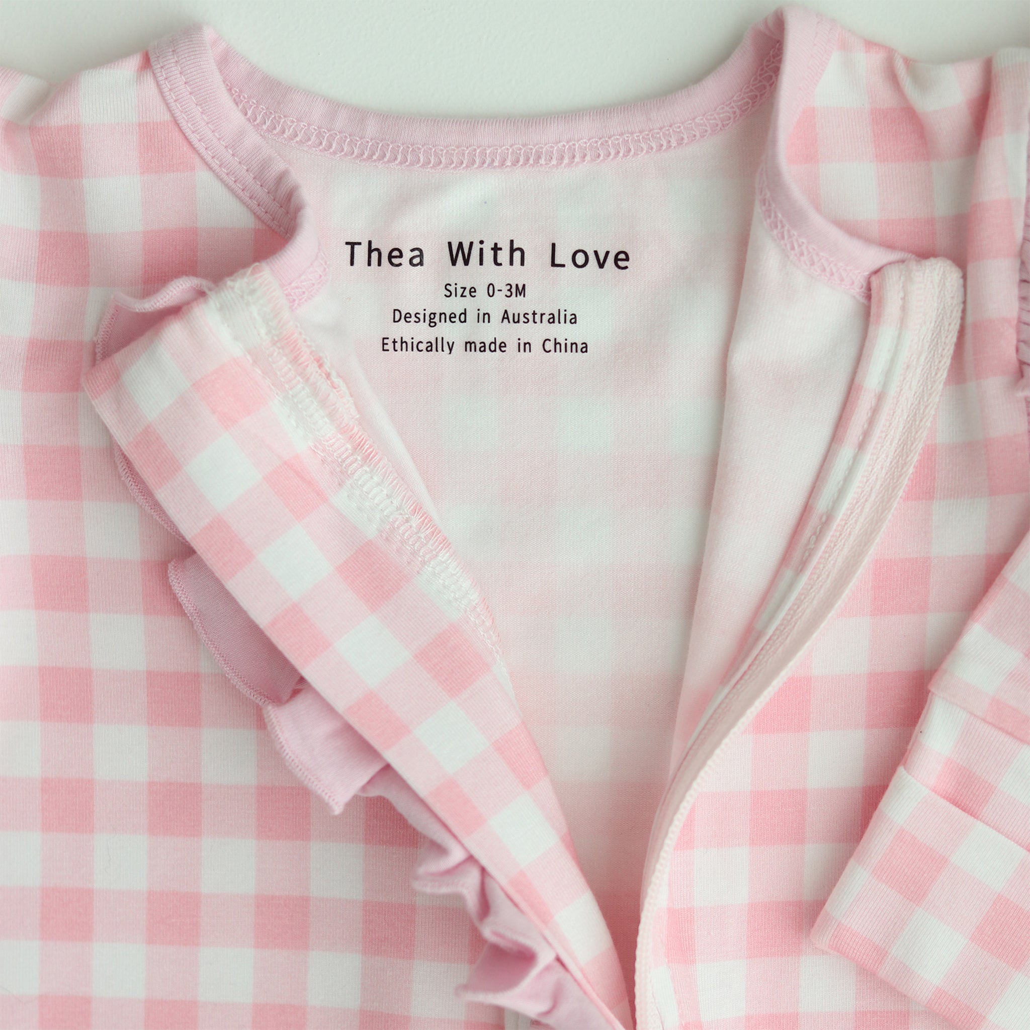 close up photo showing the zip underneath lining so baby's skin won't be scratched