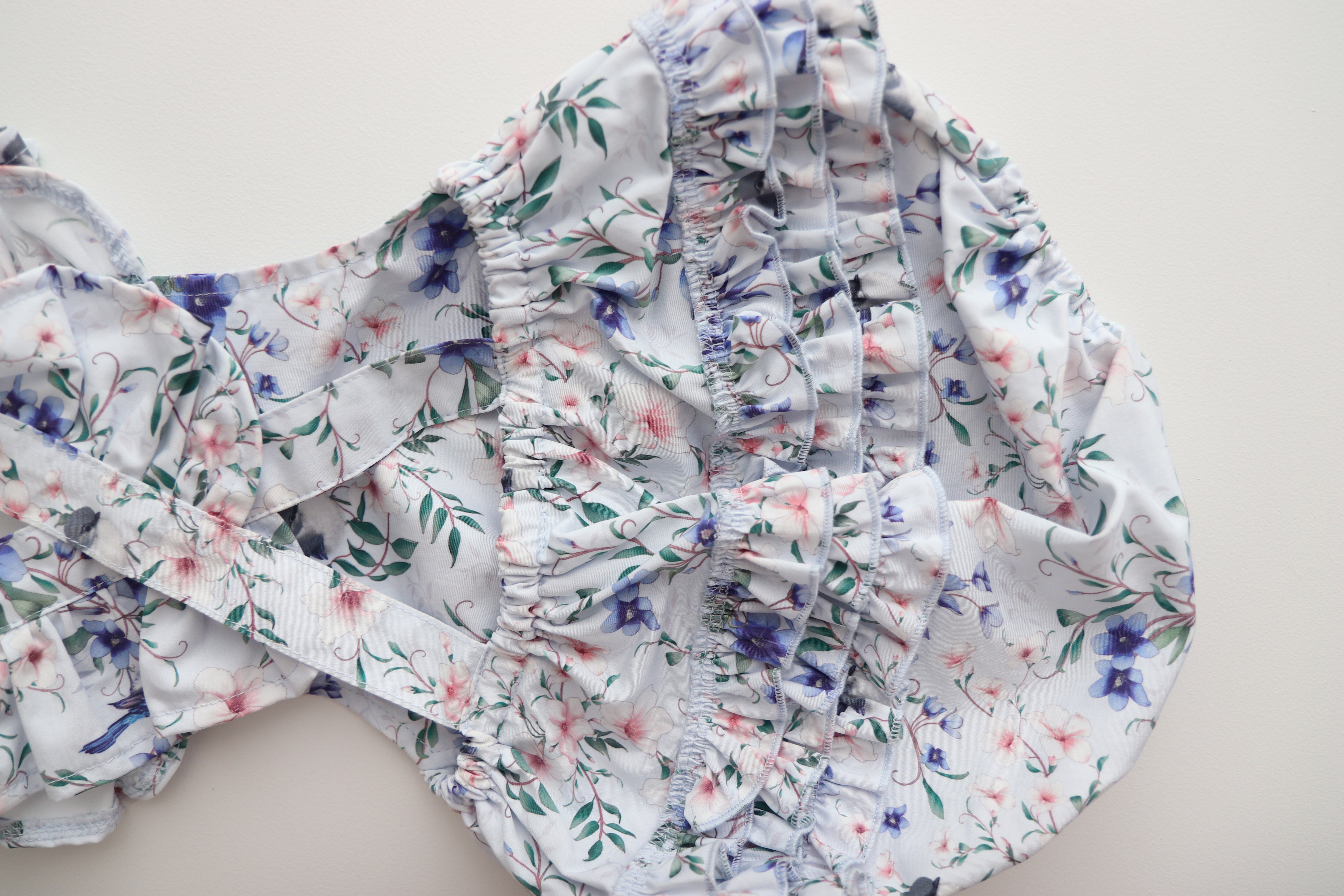 flatlay showing a close up of the 3 tier frill on the bottom