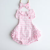 Playsuit - Pretty Pink Gingham Ruffle Playsuit