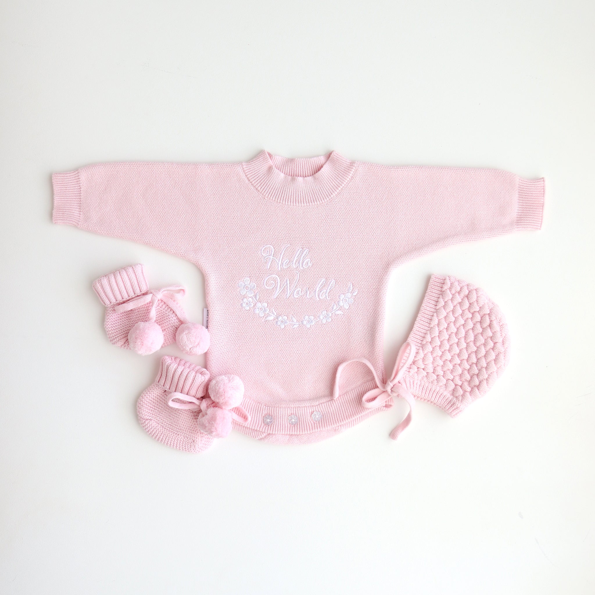 Pretty_Pink_Hello_World_Bundle_With_Bonnet and Booties