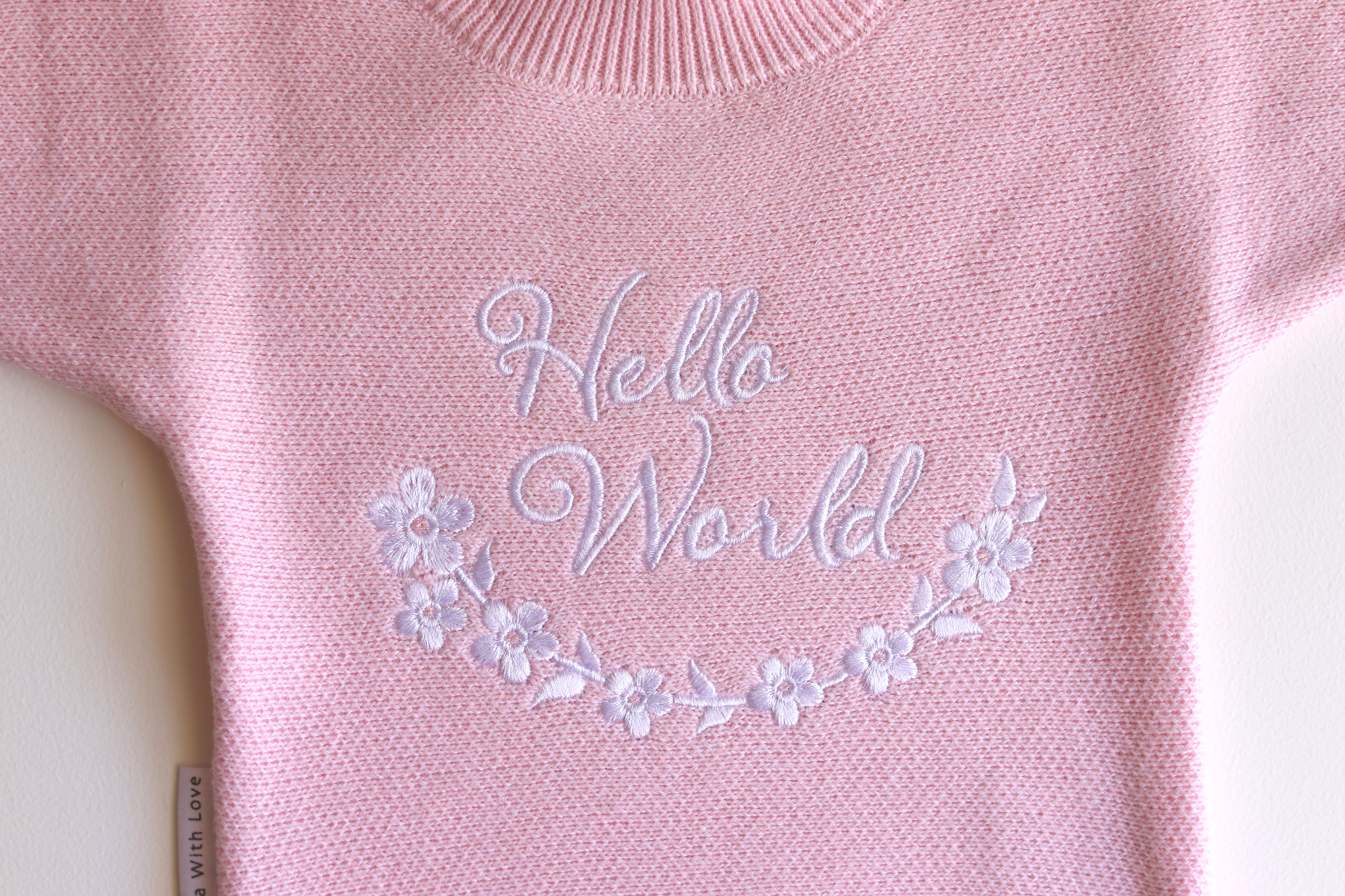 close up view of the embroidery