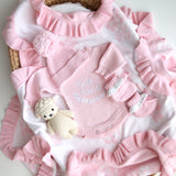 Pretty Pink Hello World Bundle With Cute Frilly Booties & Beanie-save $11 at checkout
