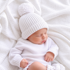 Knitted Baby Beanie – Warm White by Thea With Love