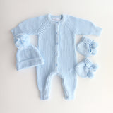 Chunky Knit Baby Blue Romper