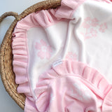Frilly Pretty Pink Baby Blanket – 100 x 100cm Cotton Knit