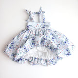 Blue Fairy Wren Bubble Hem Party Dress