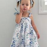 Girls Cotton Dress (2–5 Years) – Blue Fairy Wren | Bubble Hem
