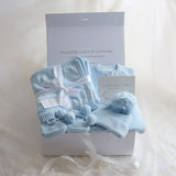 Baby Gift Box – Baby Blue Knit Romper, Booties, Beanie and Blanket