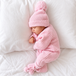Pink chunky knit baby romper – photo 2