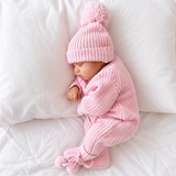 Pink chunky knit baby romper – photo 2