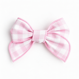 Pink Gingham Clip Bow – 11cm