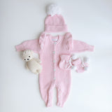 Baby Knitted Romper – Frilly Pretty Pink