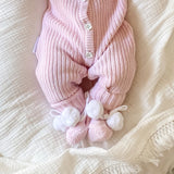 Cute Pom Pom Booties -  Pretty Pink