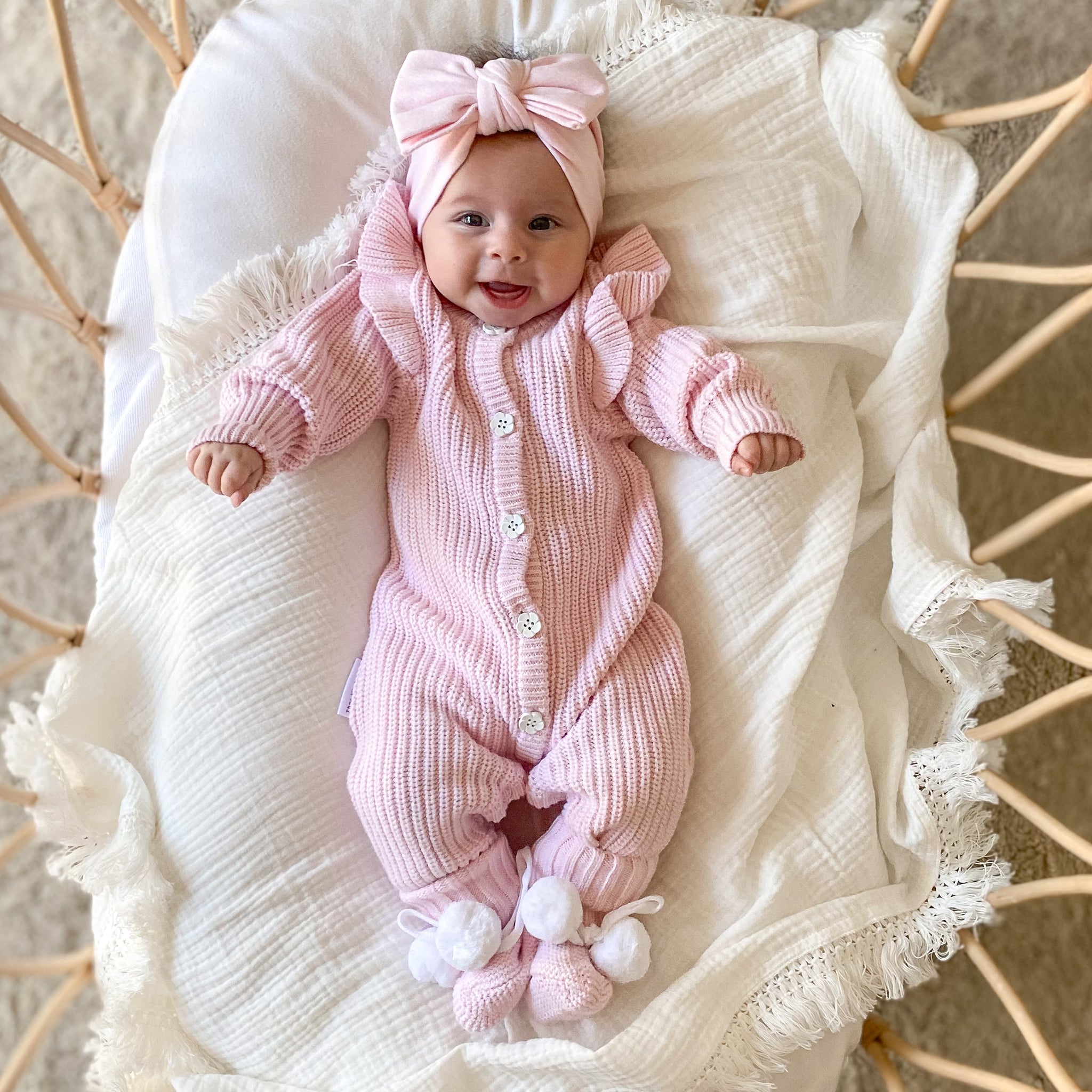 frilly-pretty-pink-romper and bow