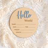 Hello World Baby Birth Announcement Disc - Blue