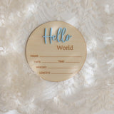 Hello World Baby Birth Announcement Disc - Blue