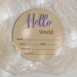 Hello World Baby Birth Announcement Disc - Lavender