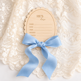 He's Here Baby Boy Birth Announcement Disc-Blue Ribbon