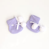 Cute Pom Pom Booties - Lavender