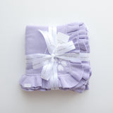Lavender Posy Frill Knit Blanket – 100 x 100cm Cotton Knit