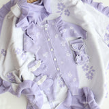Jacquard Knitted Baby Romper – Lavender Posy