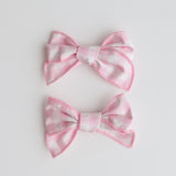 Pink Gingham Clip Bow Set