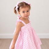 Girls Cotton Dress (2–5 Years) – Pink Gingham | Bubble Hem