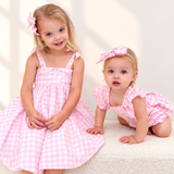 Pink Gingham baby playsuit – photo 10