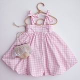 Bubble Hem Party Dress – Pink Gingham – 2–5 Years