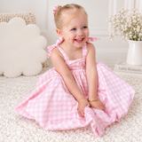 Girls Cotton Dress (2–5 Years) – Pink Gingham | Bubble Hem