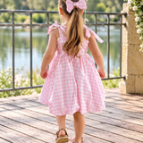 Girls Cotton Dress (2–5 Years) – Pink Gingham | Bubble Hem