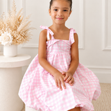 Girls Cotton Dress (2–5 Years) – Pink Gingham | Bubble Hem