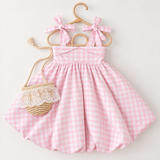 Girls Cotton Dress (2–5 Years) – Pink Gingham | Bubble Hem