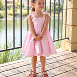 Girls Cotton Dress (2–5 Years) – Pink Gingham | Bubble Hem