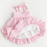 Girls Cotton Dress (2–5 Years) – Pink Gingham | Bubble Hem
