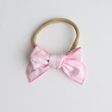 Pink Gingham Bow - Headband